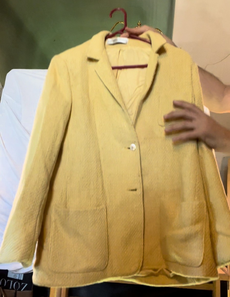 Vintage Chester Weinberg Yellow Textured Blazer 60s 70s Designer Jacket Women’s