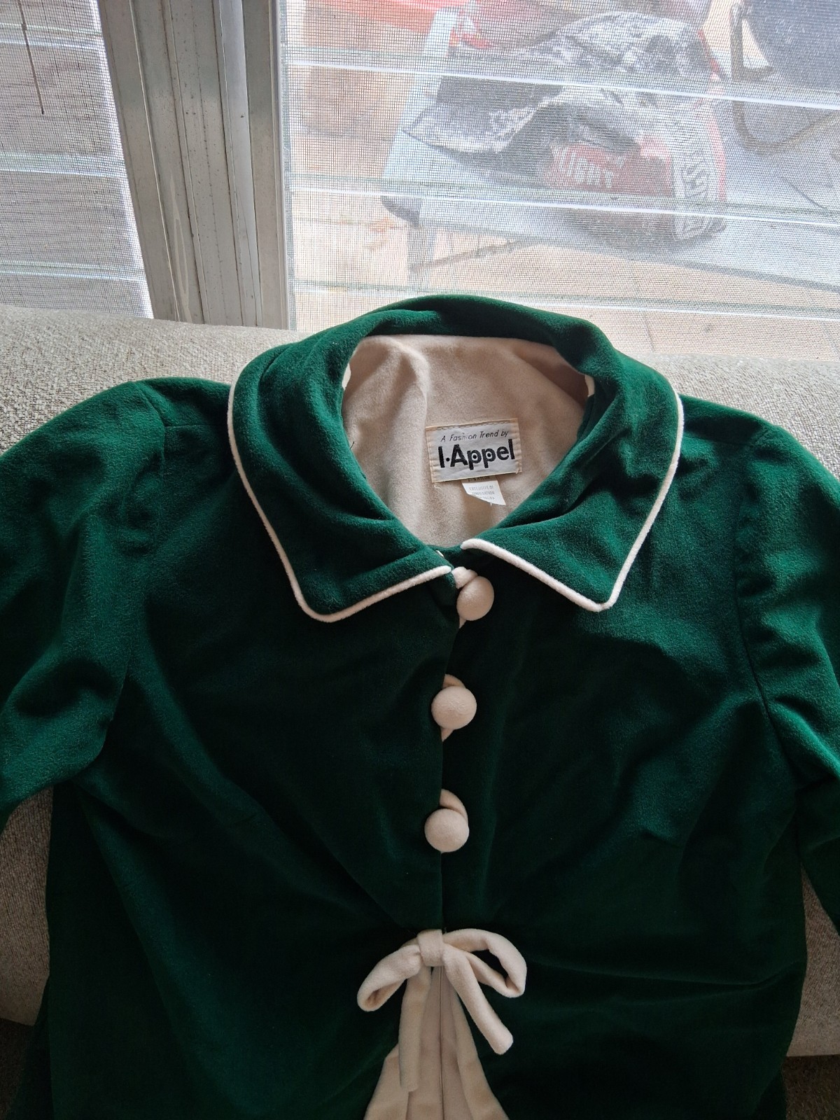 Vintage I- APPEL Long Velour Robe Womens Velvety BIG BUTTONS, Big Pleat,