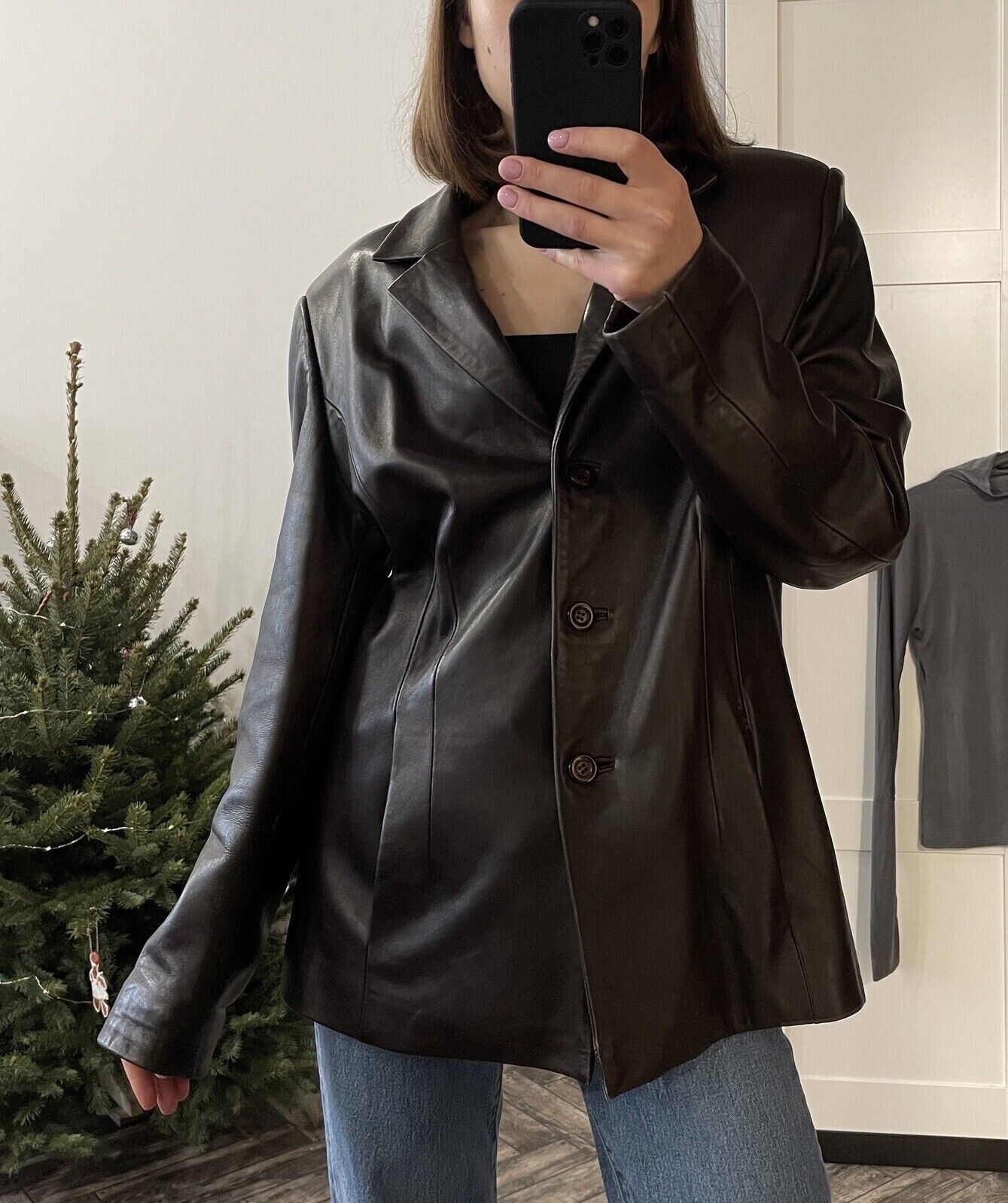 Vintage Versace Classic V2 Leather Brown Blazer Jacket Size 2XL