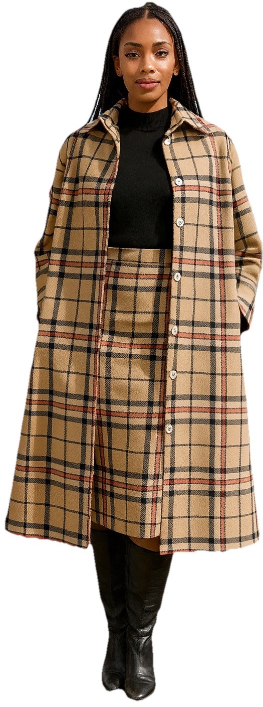 Vintage Women’s UK Made Nova Check Wool Cape Coat Skirt Suit UK14/US12