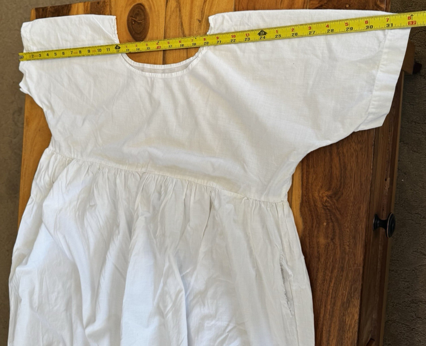 Reenactment Cotton White Night Gown Undergarment With Damage