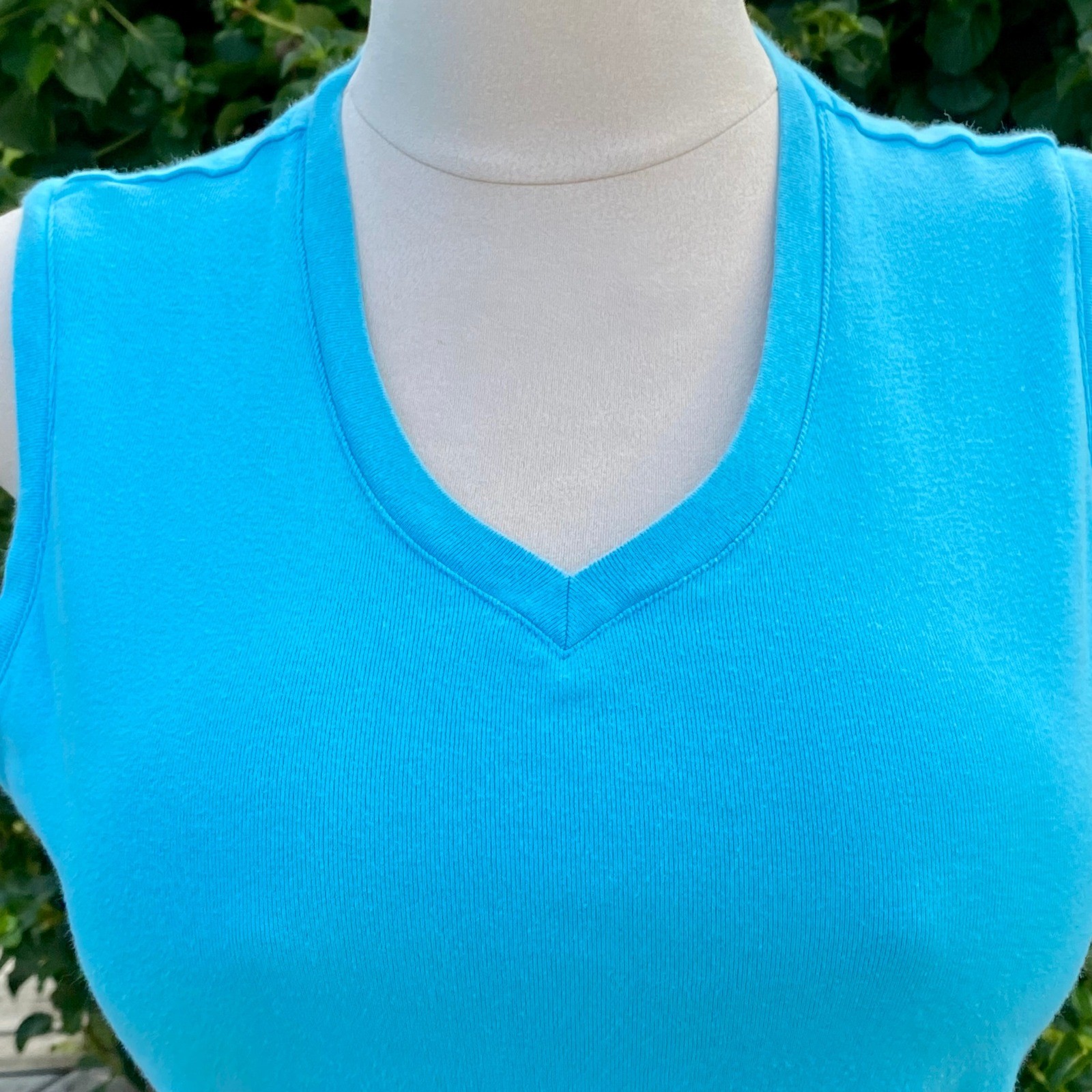 Vintage 90s Sonoma Turquoise Cotton Vneck Tank Top Athleisure Loungewear – S