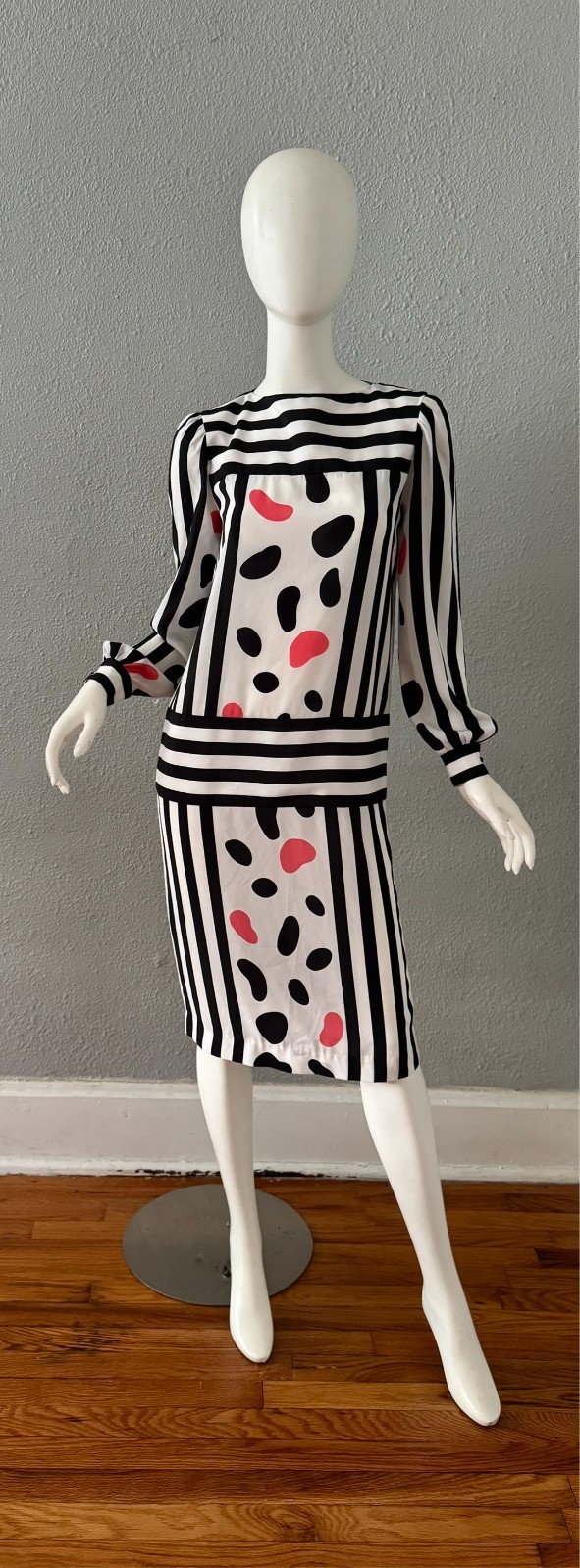 Vintage 80s Bold Abstract Long Sleeve MOD Shift Dress S