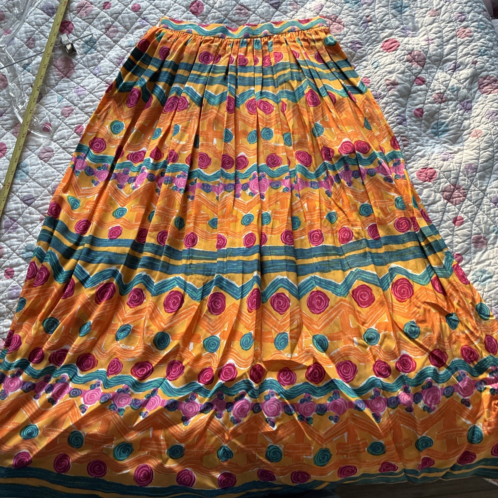 VTG Miss O By Oscar De La Renta Pleated Midi Aztec Skirt RUNS SMALL Size 6 Boho