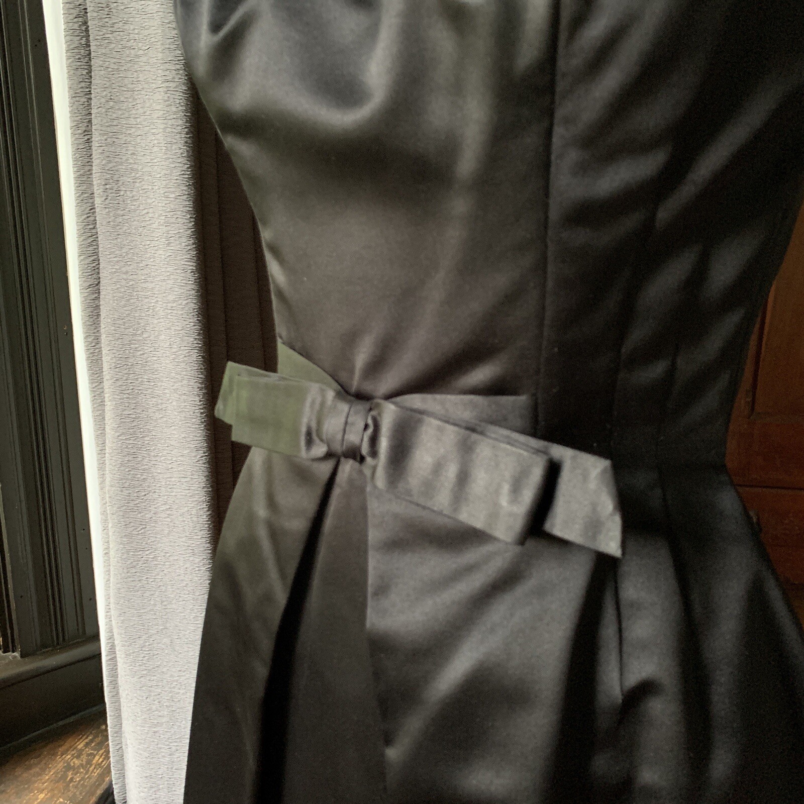 Rare CEIL CHAPMAN 1950s Vintage Black Satin COUTURE Cocktail Dress XS/S