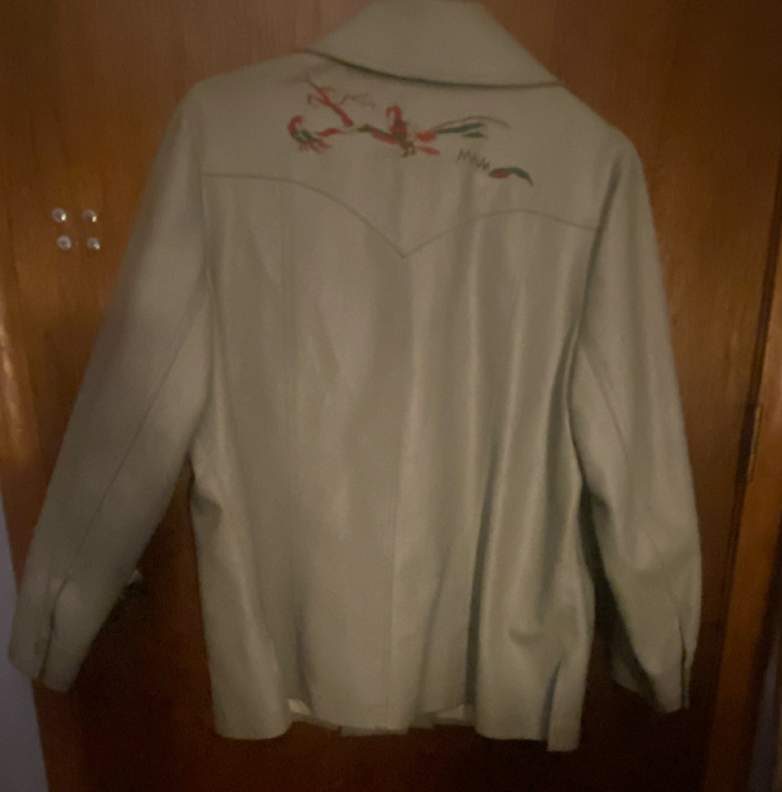 Embroidered Beige PVC Vinyl Jacket Made in Hong Kong WPL 7101