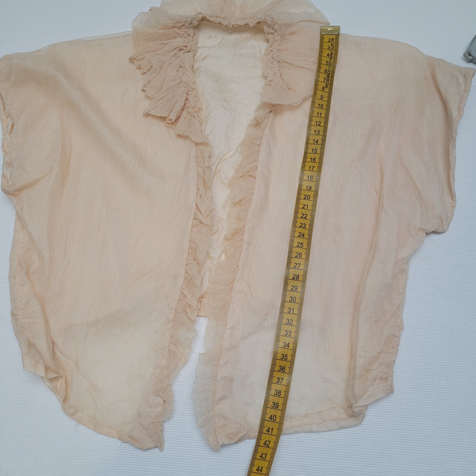 Antique Regency Sheer Muslin Bolero Peach Ruffles c.1800s Lingerie Cover-Up