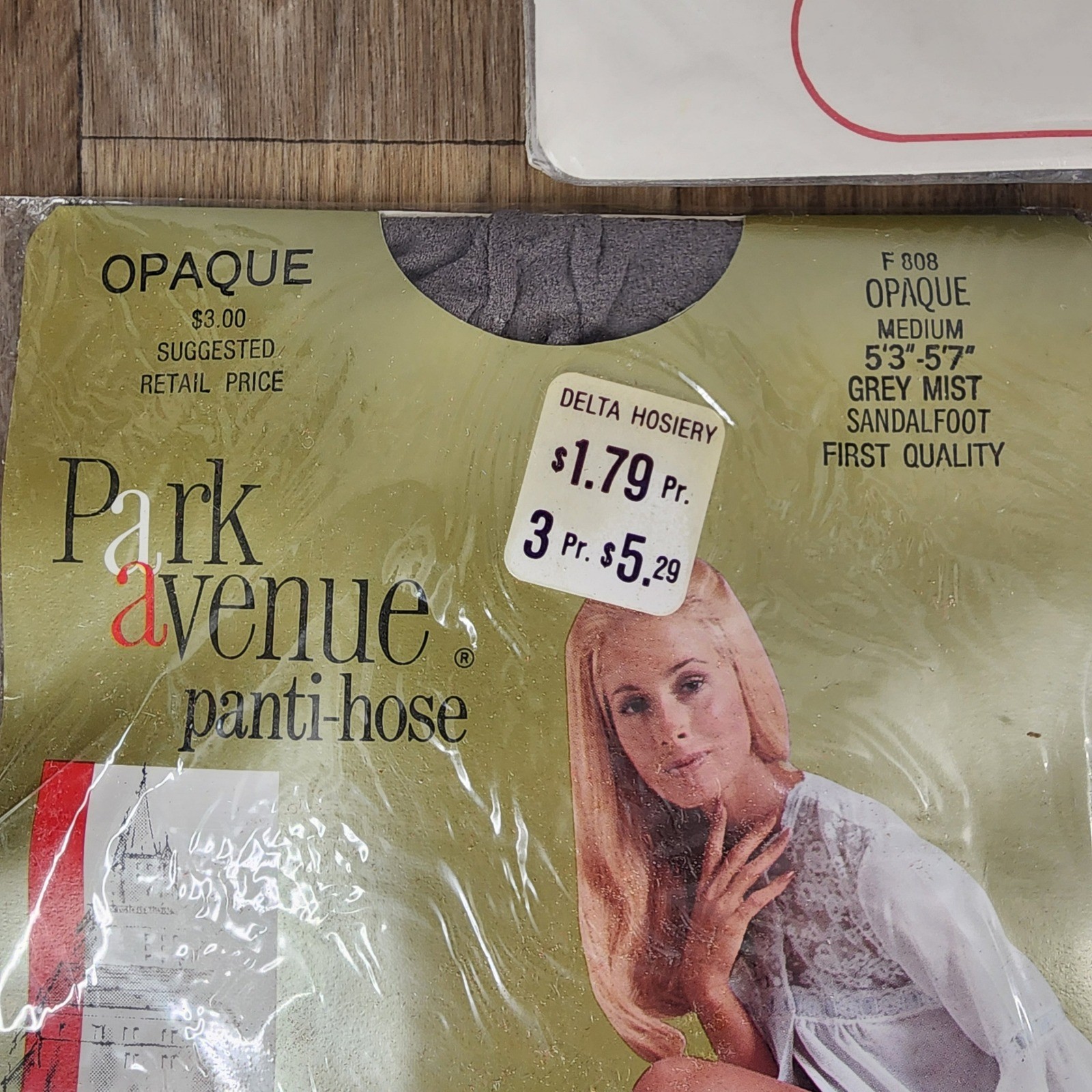 Vintage Park Avenue Pantyhose Lot 5 Prs Opaque Sheer Navy Red Grey Burgundy Bone