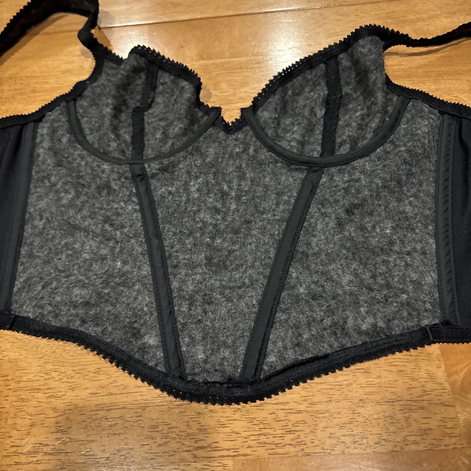 Vintage Lily Of France Black Bustier Corset By Dolores Bra Style Size 36B Cups