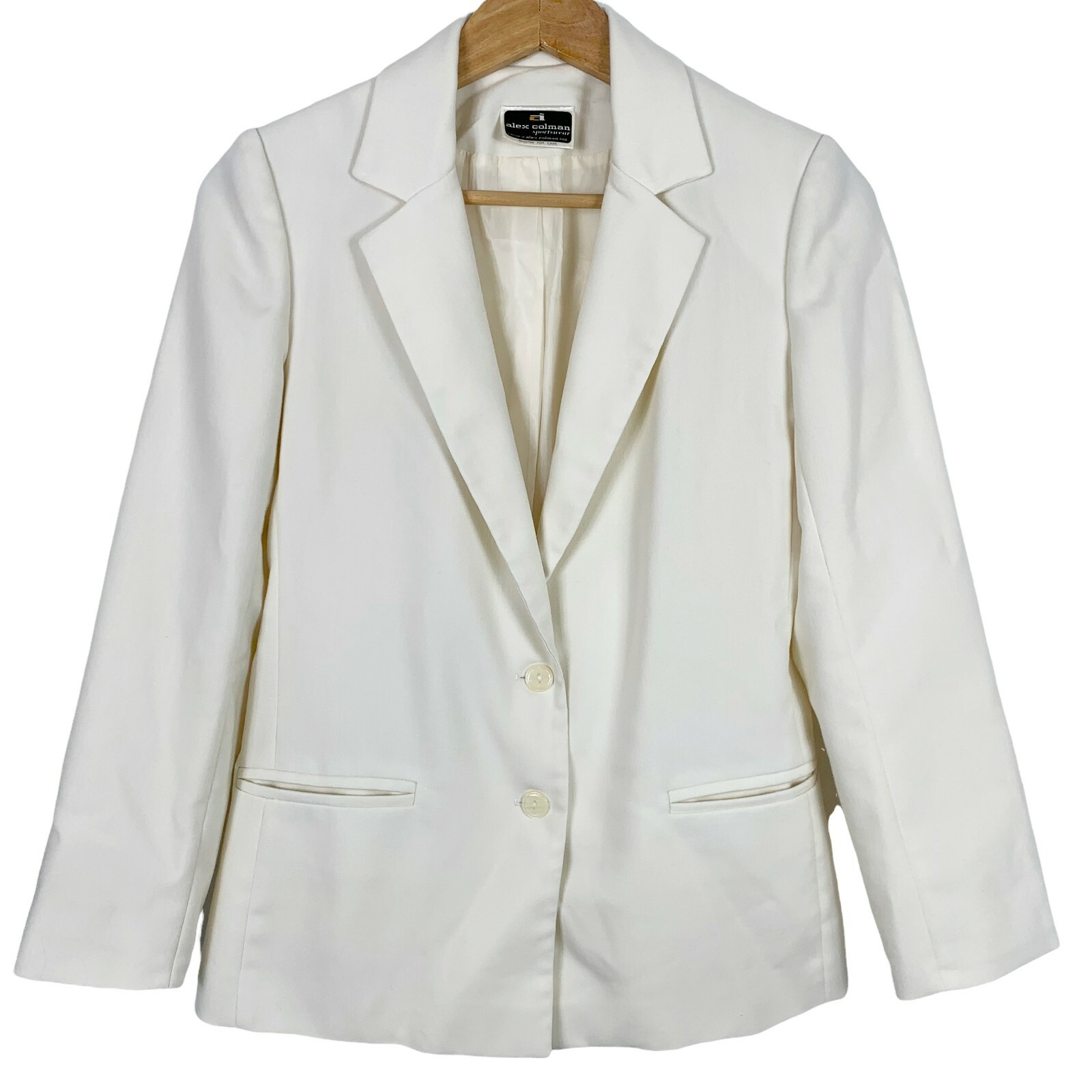 Vintage Blazer Alex Colman Sportswear Size XS/S Ivory Button Front Lined Pockets