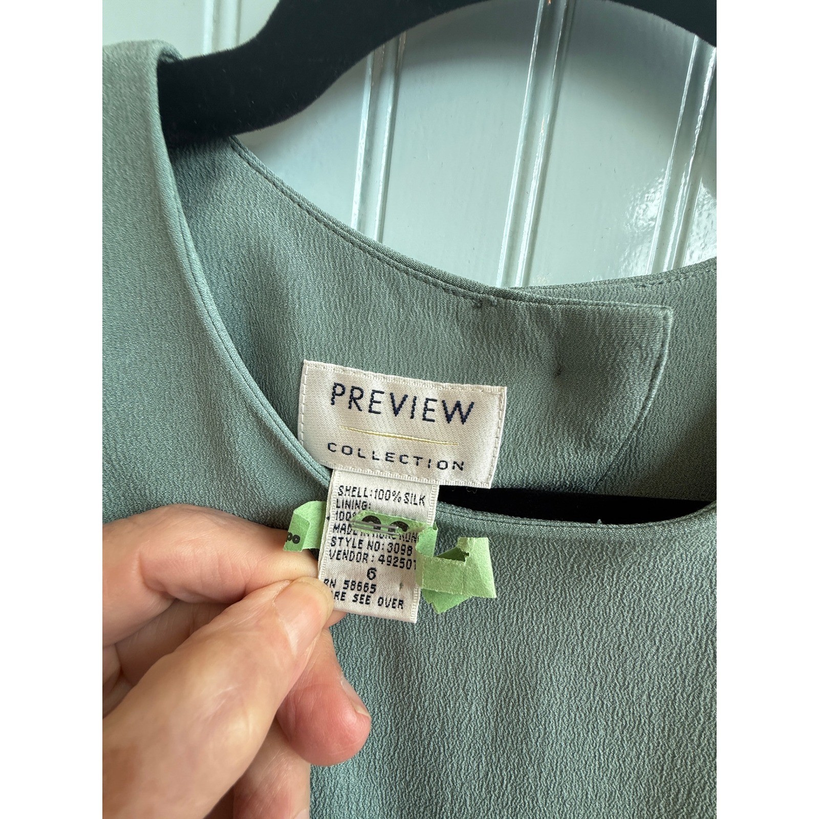 VTG Preview Collection Teal 100% Silk Button Back Sheath Dress 6 Wedding Guest