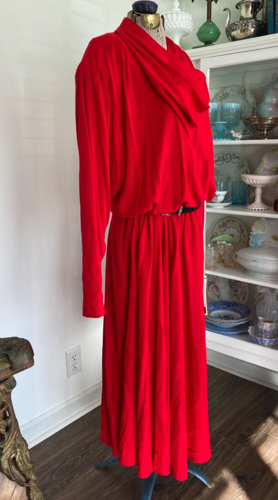 NOS Vintage 1980s SPEIGEL Red Jersey KNIT Dress Size 18 Bust 46