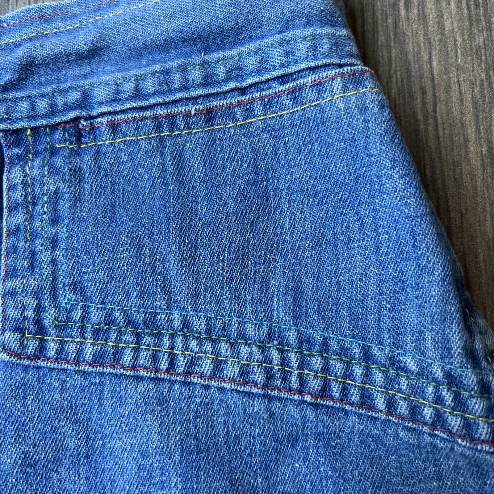 Vintage Plush Bottoms Denim Shorts Women’s XS Rainbow Stitch Talon Zip USA