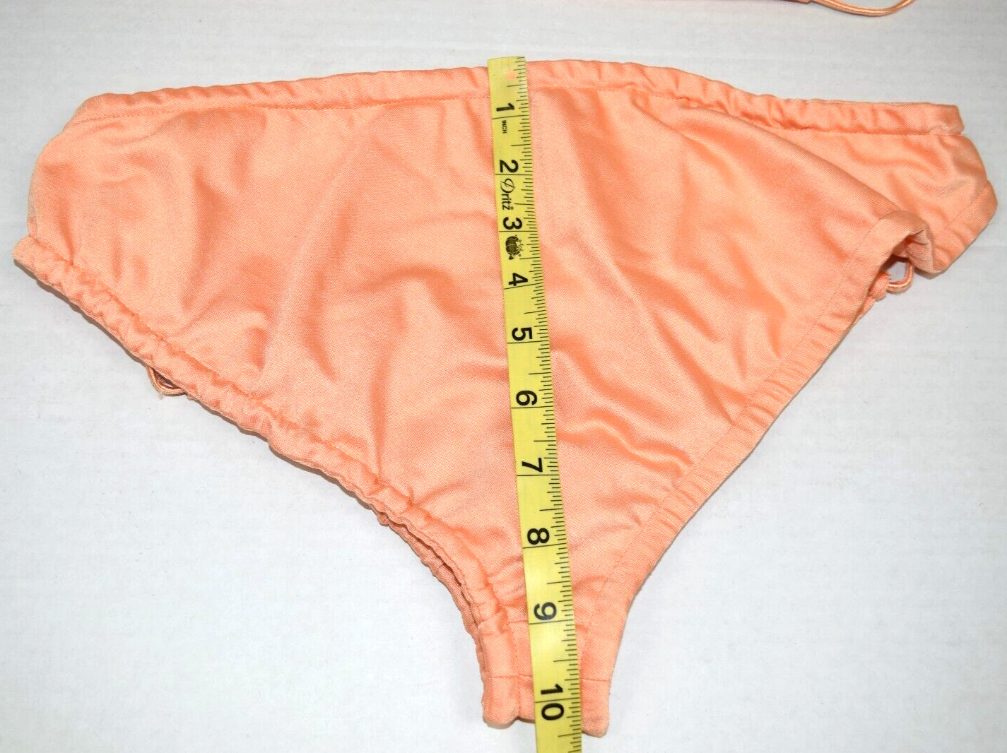 Vintage Shirt Bikini 3 Piece Set Size S/M 70s Melon Orange Bedazzled Silky