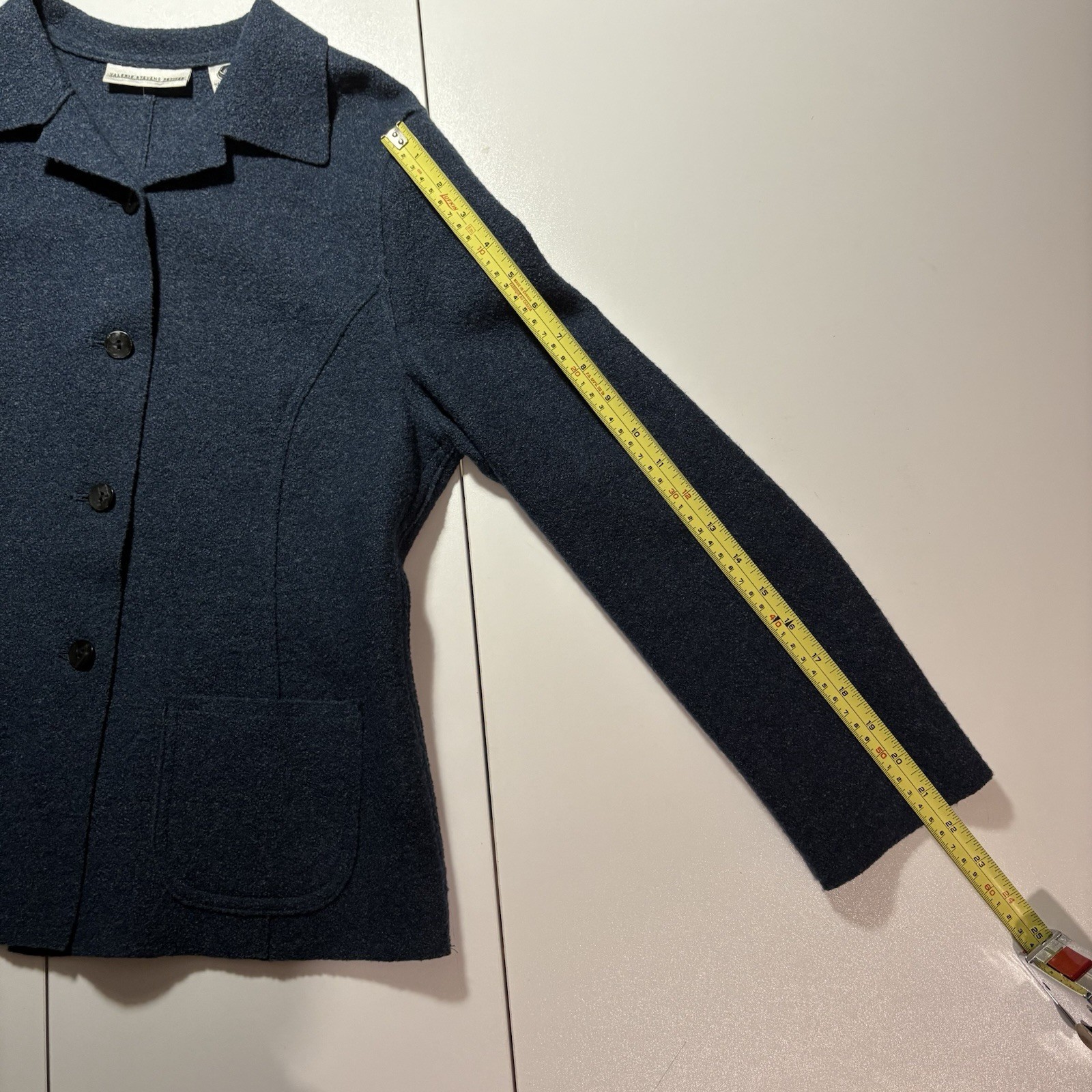 Vintage Wool Cottage Core Boho Retro Earthy Minimalist Blue Cardigan Jacket -M-