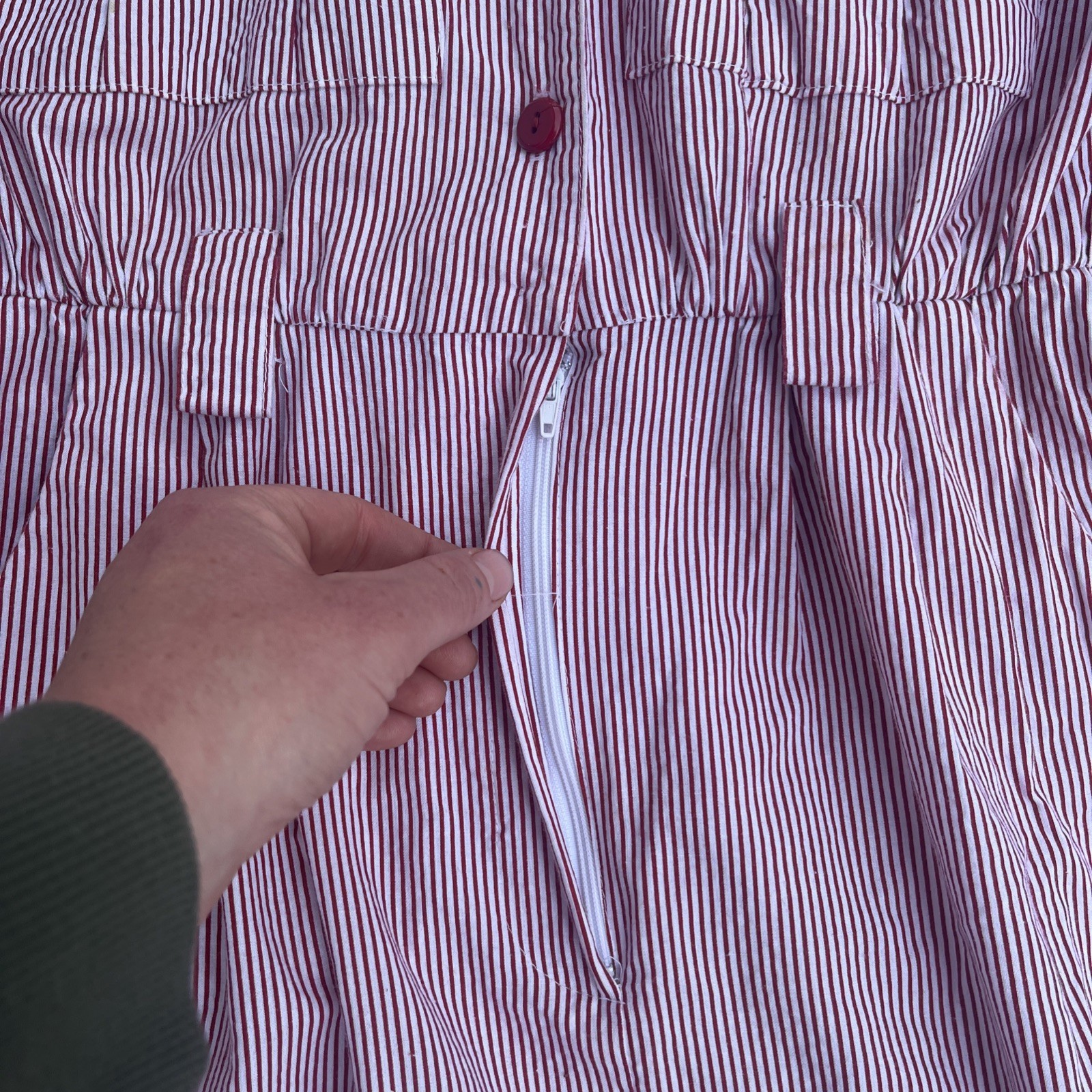 True Vintage Red and white pinstripe dress by Taurus Two size 10 Union made USA