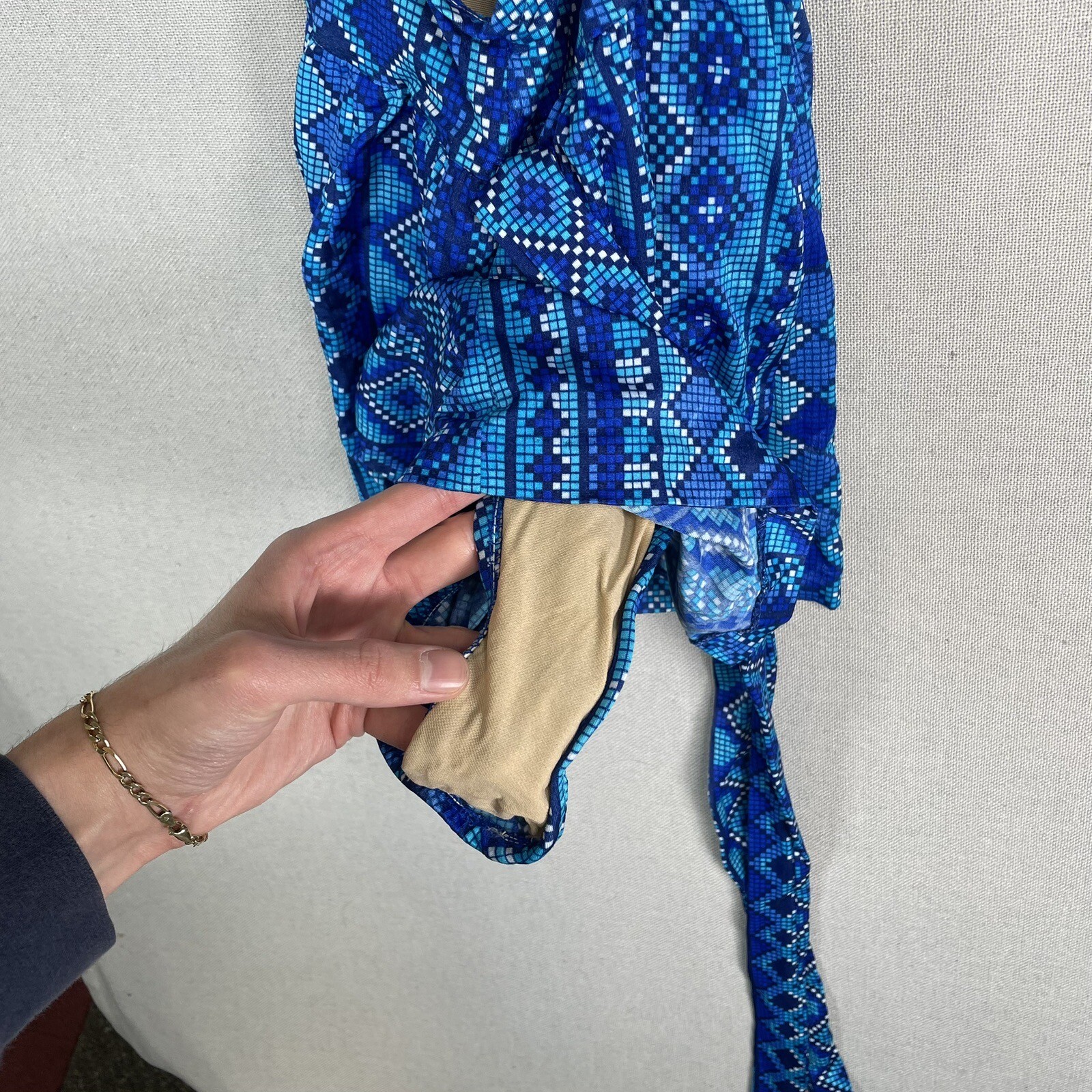 VINTAGE 50s 60s Cole of California One Piece Swimsuit Sz 14 Geometric J24