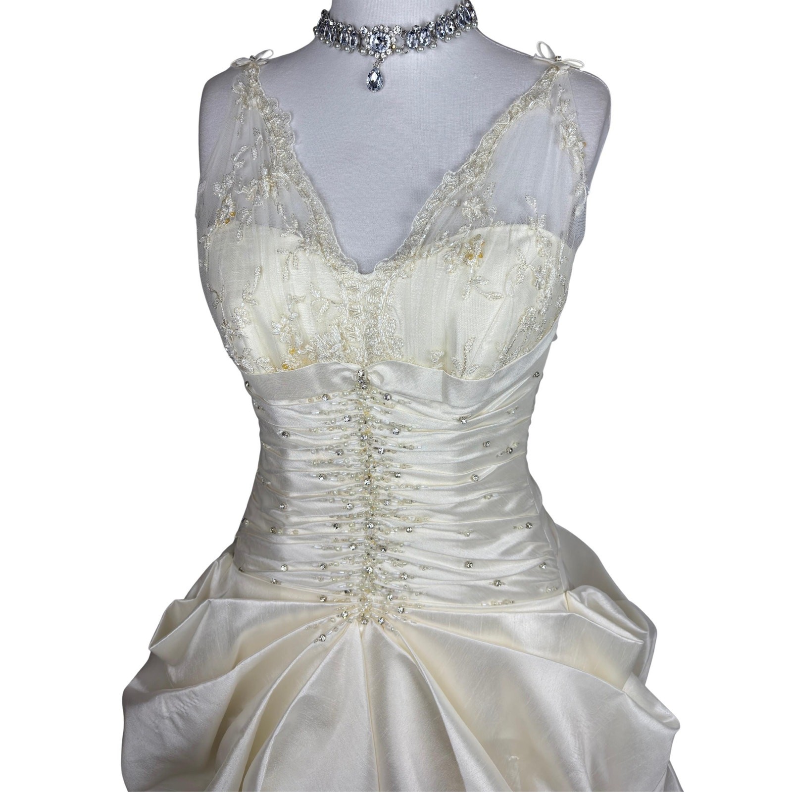 Vintage Romantic Wedding Dress With Veil Ivory Corset Bridal Gown Lace Fairycore