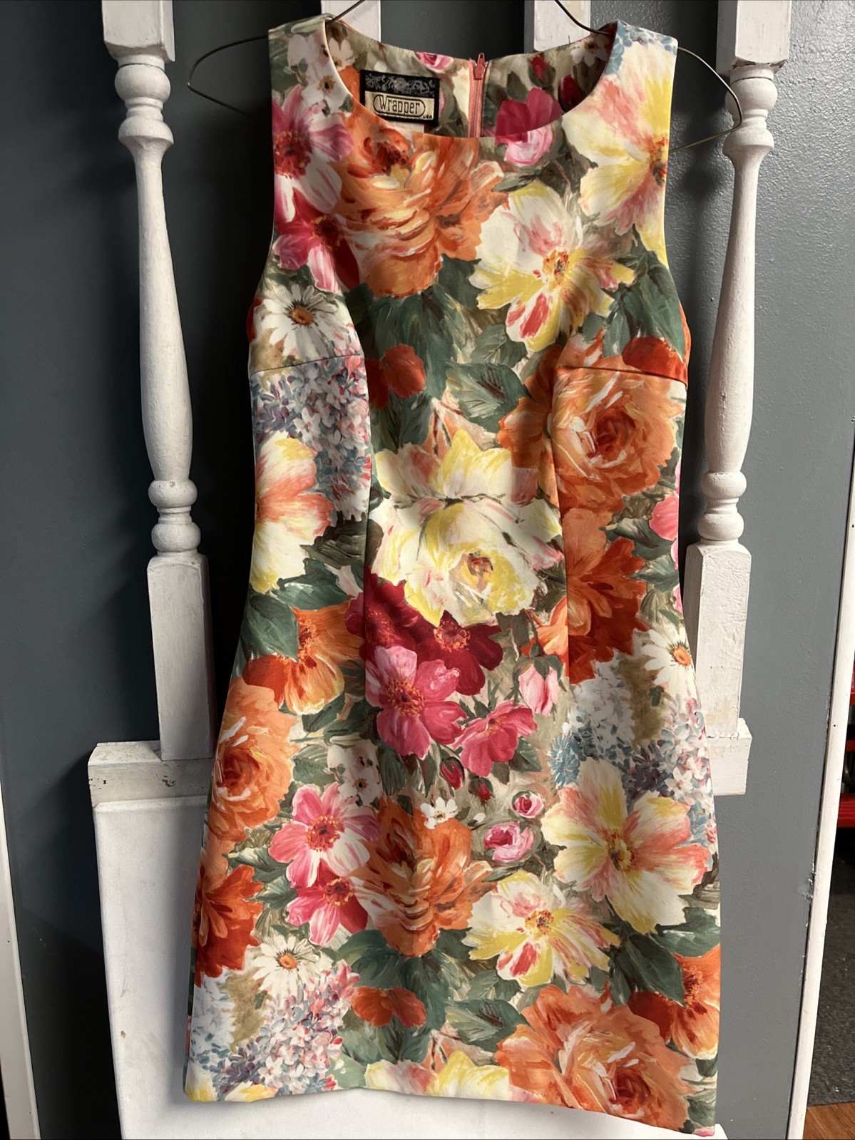 Wrapper 1960s Midi Cocktail Dress Women’s 5/6 XS / SM Floral Mid Century USA VTG