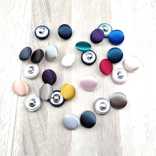 10 Pcs Satin Covered Metal Shank Buttons Cloth Buttons for Wedding 15mm White