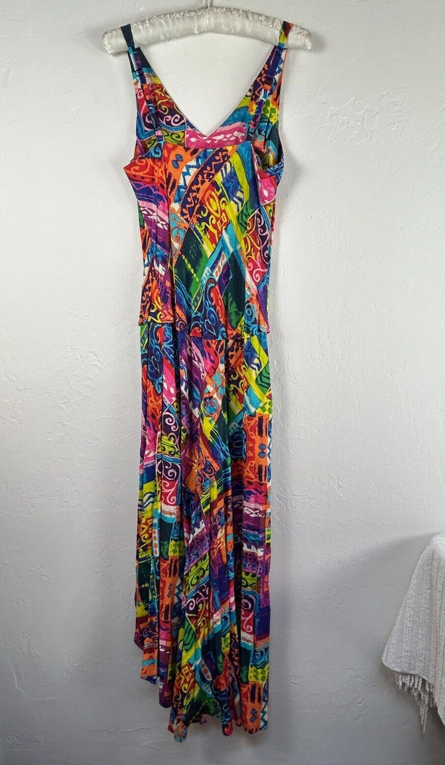 Vintage Jams World W331-Harm Harmony Maxi Tank Dress Small Multicolor Sleeveless
