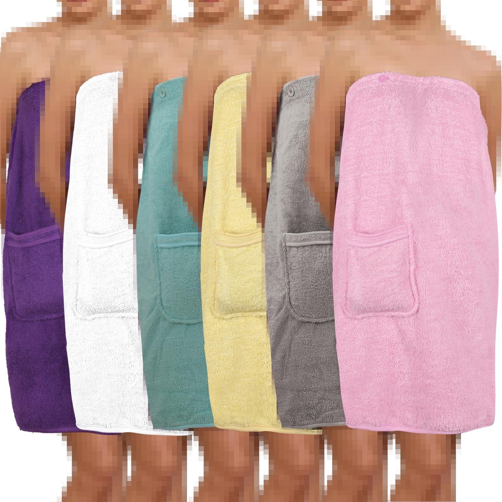 Ladies Towel Wrap Highly Absorbent Soft Cotton Women Bath Body Wrap With Pocket