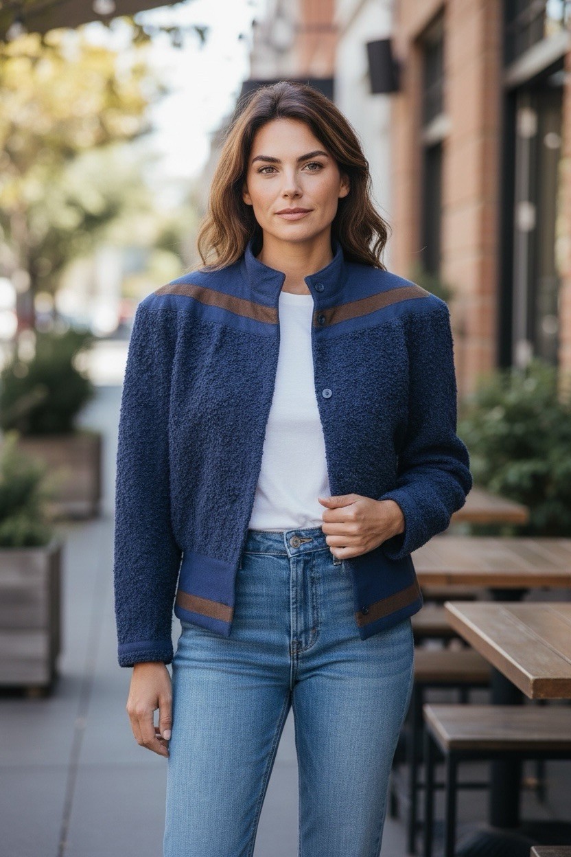 Gianni Versace Wool Alpaca Blend Bomber Jacket Size Small Womens Italian Vintage