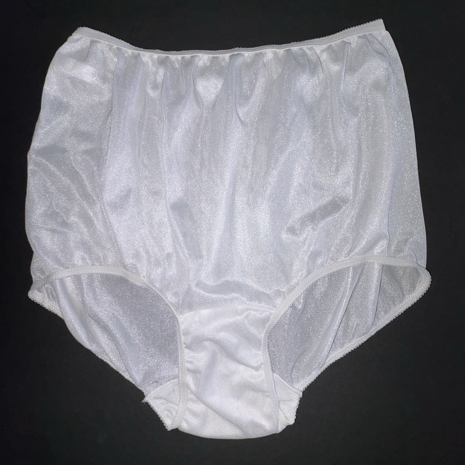 Vintage Sears White Nylon Granny Panties Briefs Size 6 Medium Cotton Gusset