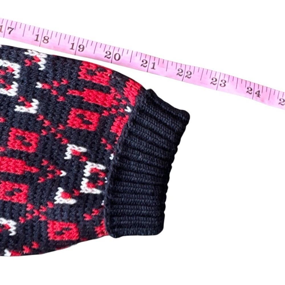 Jersild Cardigan Sweater Womens Medium Red Black Wool Fair Isle Vintage Nordic