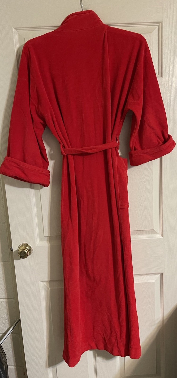 Vintage Vanity Fair Robe Women’s Size Large Full Length Red Fleece 3/4 Sleeves