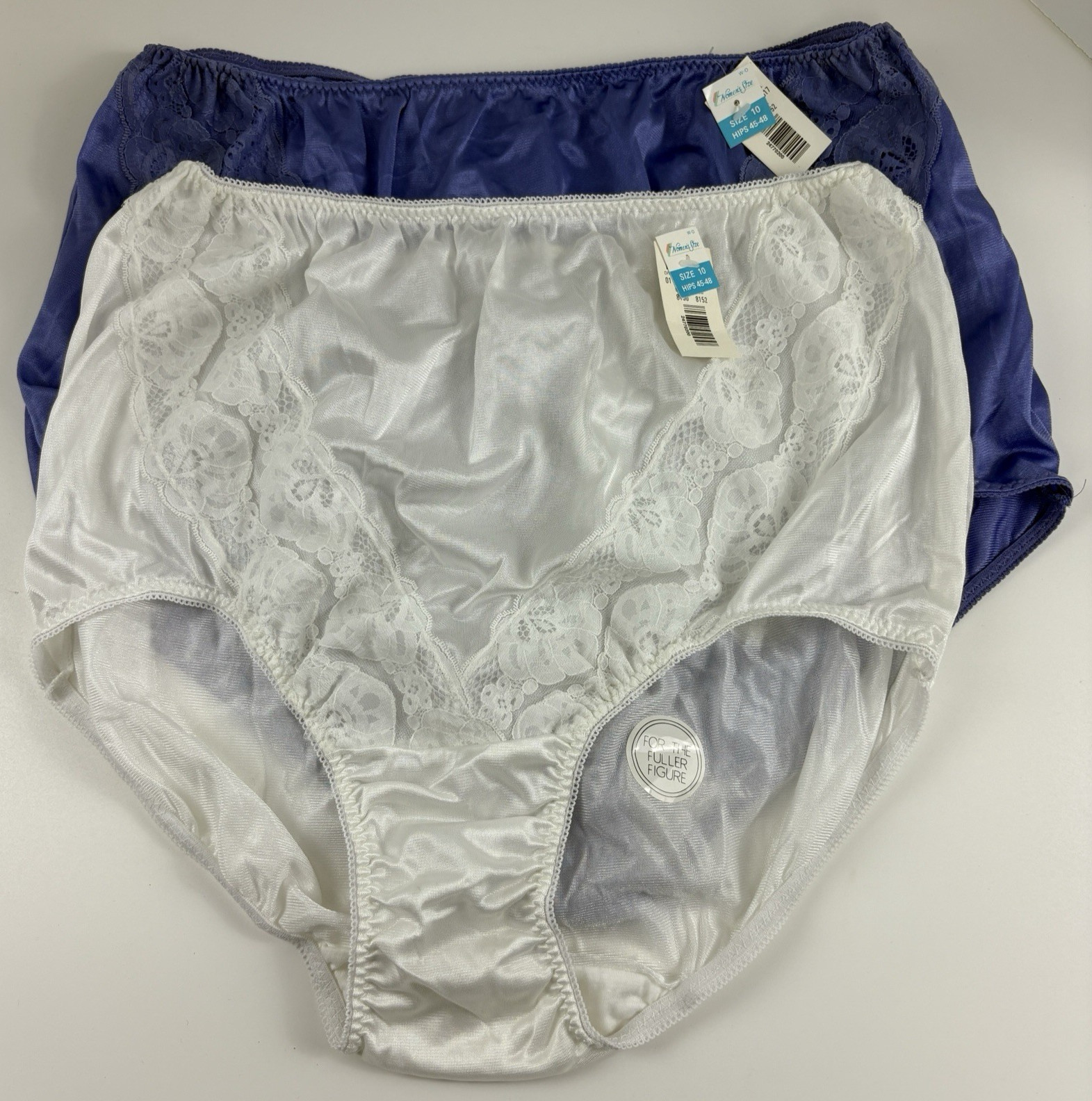 VTG Granny Panties Semi-Sheer Lot of 2 Nylon Full Figure Sz 10 Cotton Gusset NWT