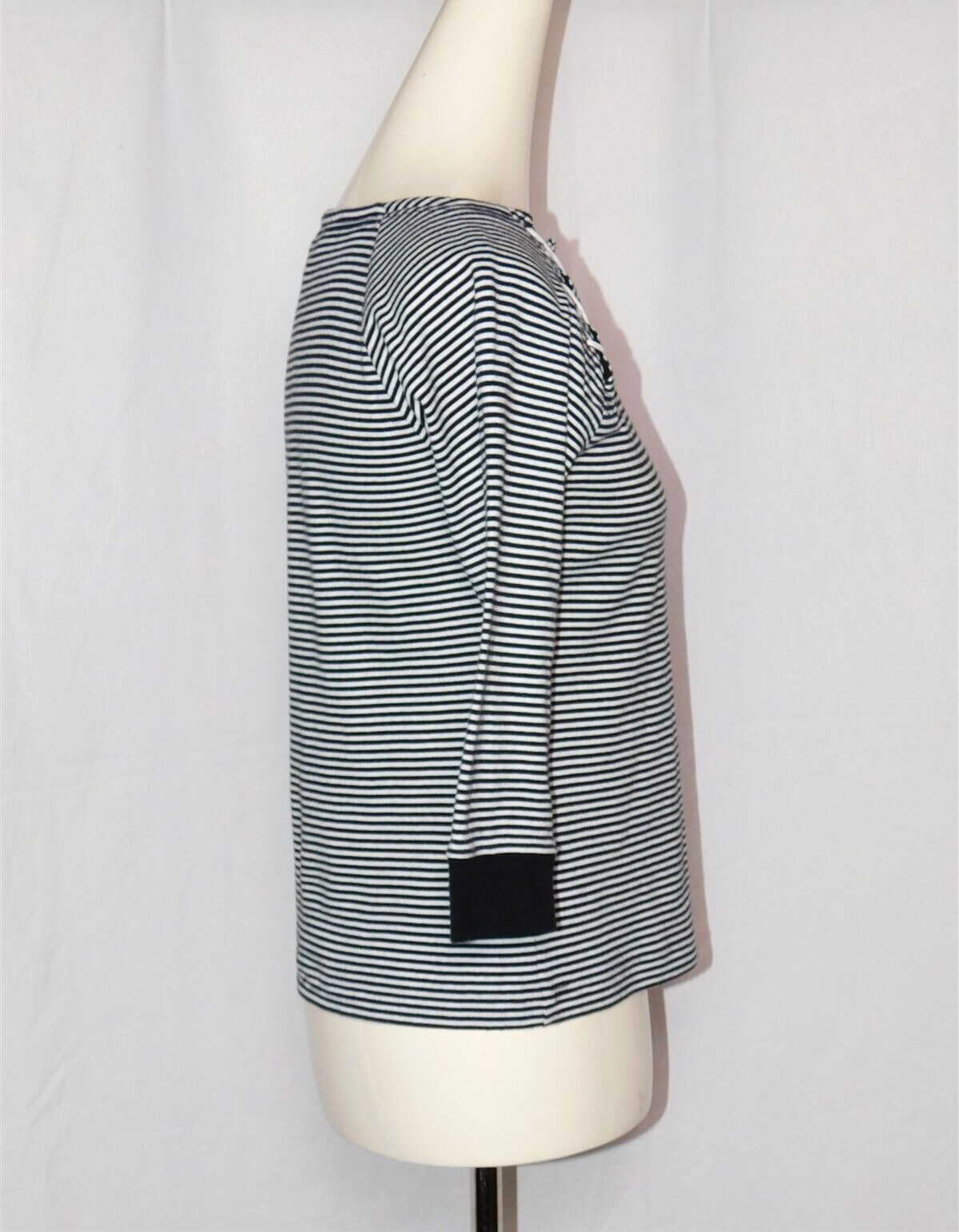 RALPH LAUREN Womens Nautical Striped Criss Cross Casual Half Sleeve Top Sz S