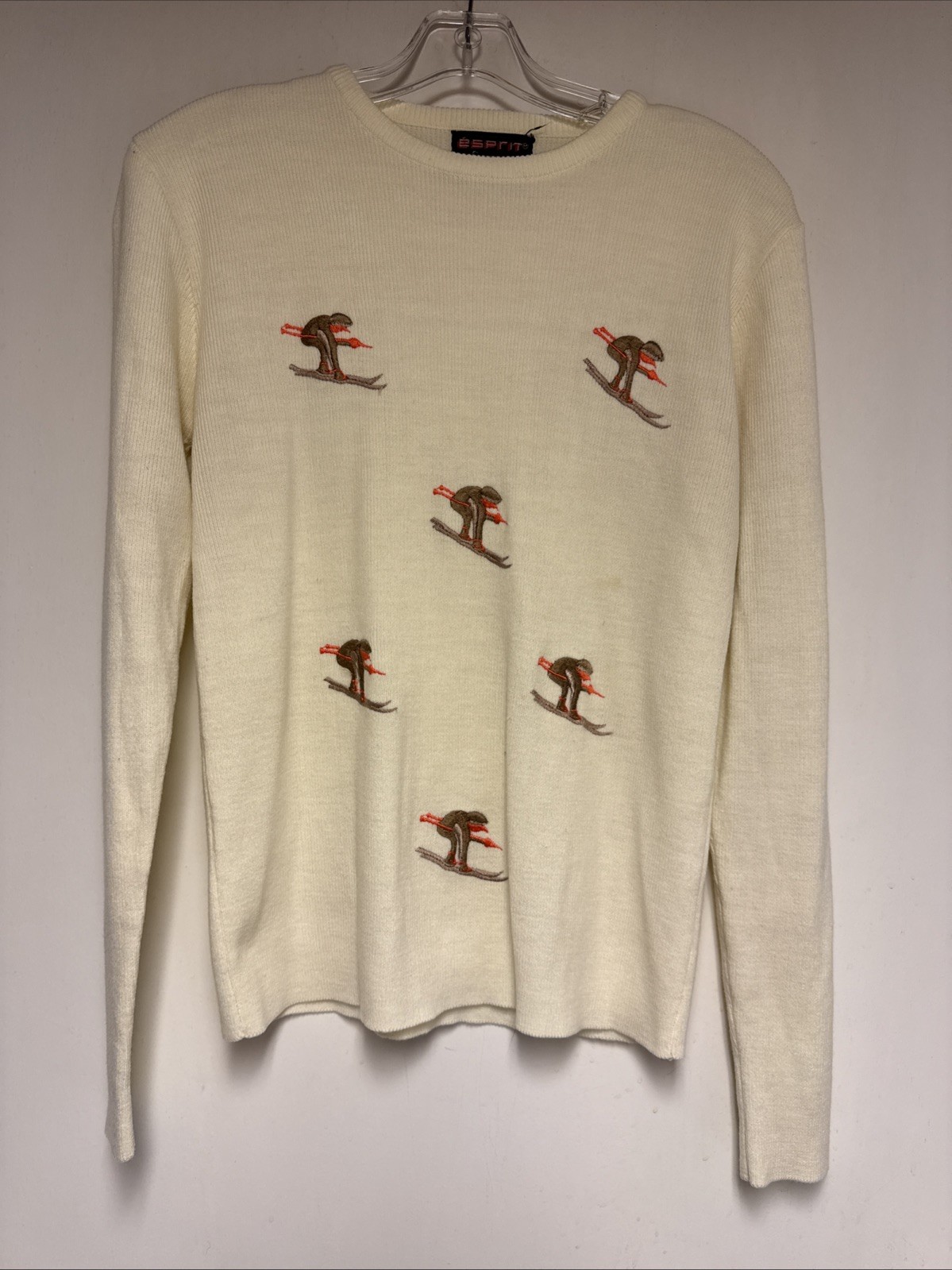 VTG Esprit by Campus Embroidered Skier Sweater 80’s Original Rare Size Medium