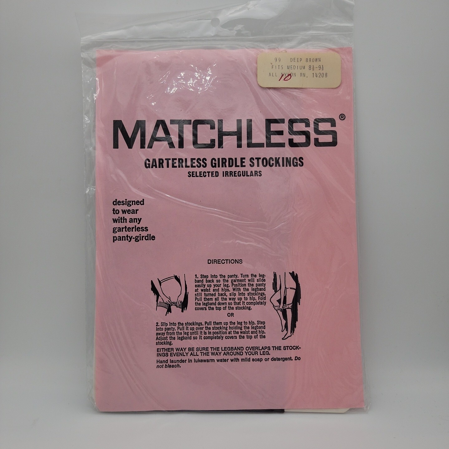 🌟MATCHLESS – GARTERLESS GIRDLE STOCKINGS – Brown – Size Medium 8.5 – 9.5🌟RARE