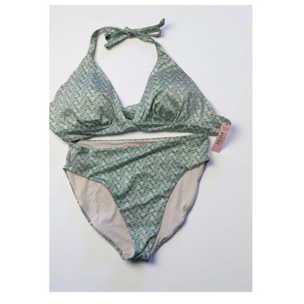 Victoria’s Secret Bikini Set Top XL Bottom L -Mint Green Seashell High Waist New