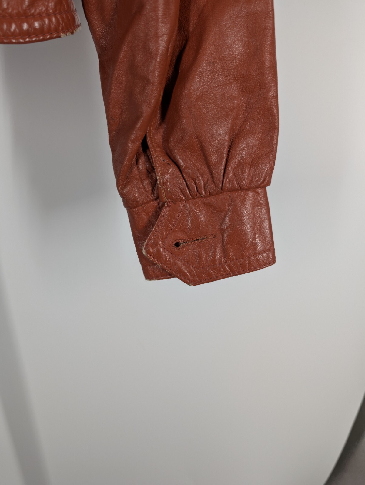 Vintage 70s Mod Leather Avant-garde Clay Brown Artisan Zip Disco Collar HighGear