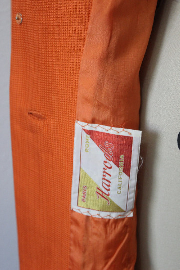 VTG 60s HARRODS – I. MAGNIN of California Orange Silk Fitted Coat Paris