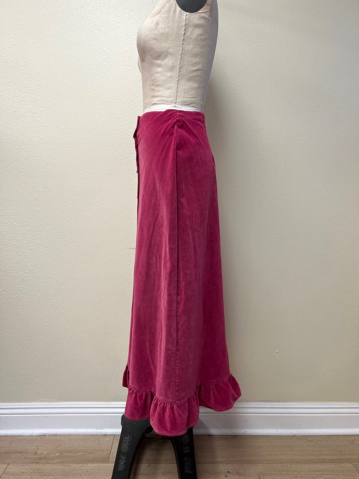 Vintage 1970s Lemon Frog Velour Pink Blazer and Maxi Skirt Set Pink Small