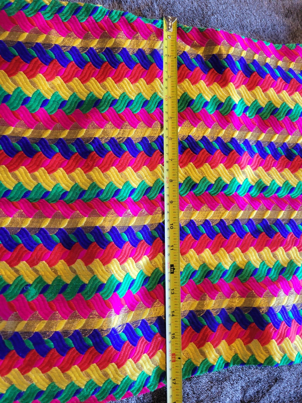 VINTAGE COLORFUL KAFTAN MINI DRESS MULTICOLOR WITH GOLD DETAILS SIZE M