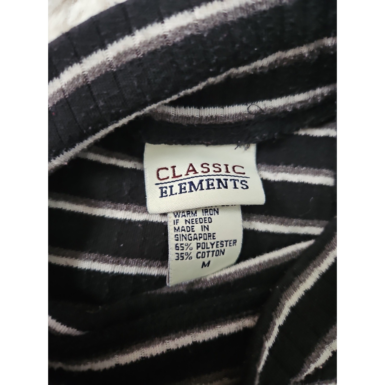 Vintage 90s Classic Elements Mock Neck Striped Ribbed Sweater Shirt Medium Thras