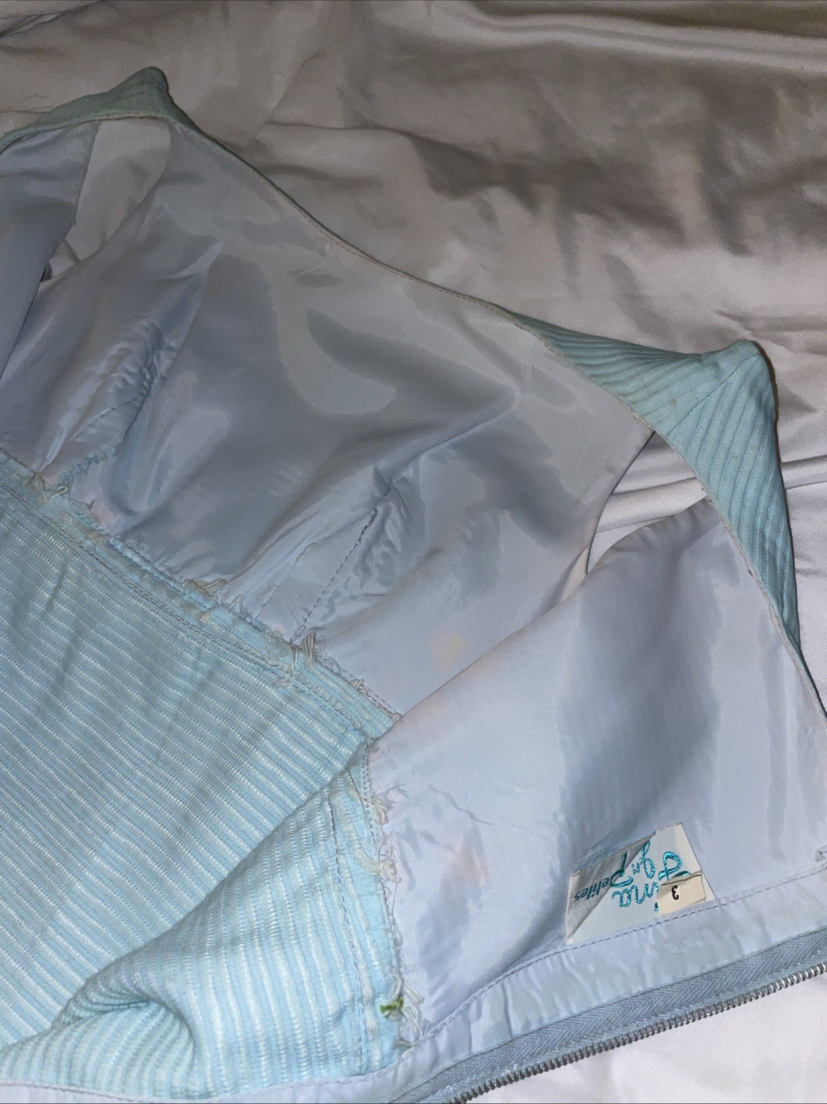 Vintage 60’s 70s Maxi Dress Sz 3 Gina Petites Blue/green Bow Boho Empire Waist