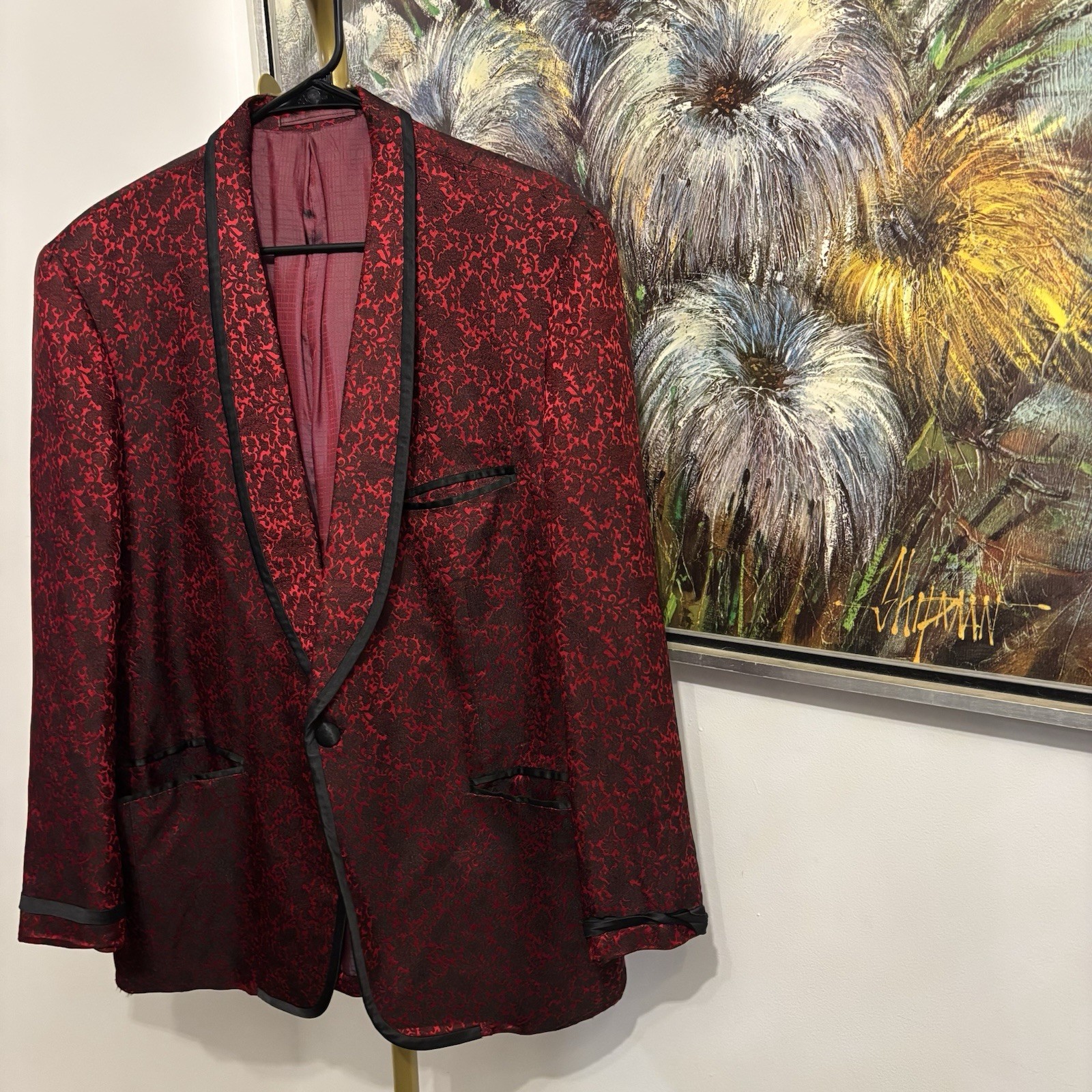 Vtg 1960s Bespoke Hopes Brothers Hong Kong Hilton Smoking Jacket T.K. Stokes