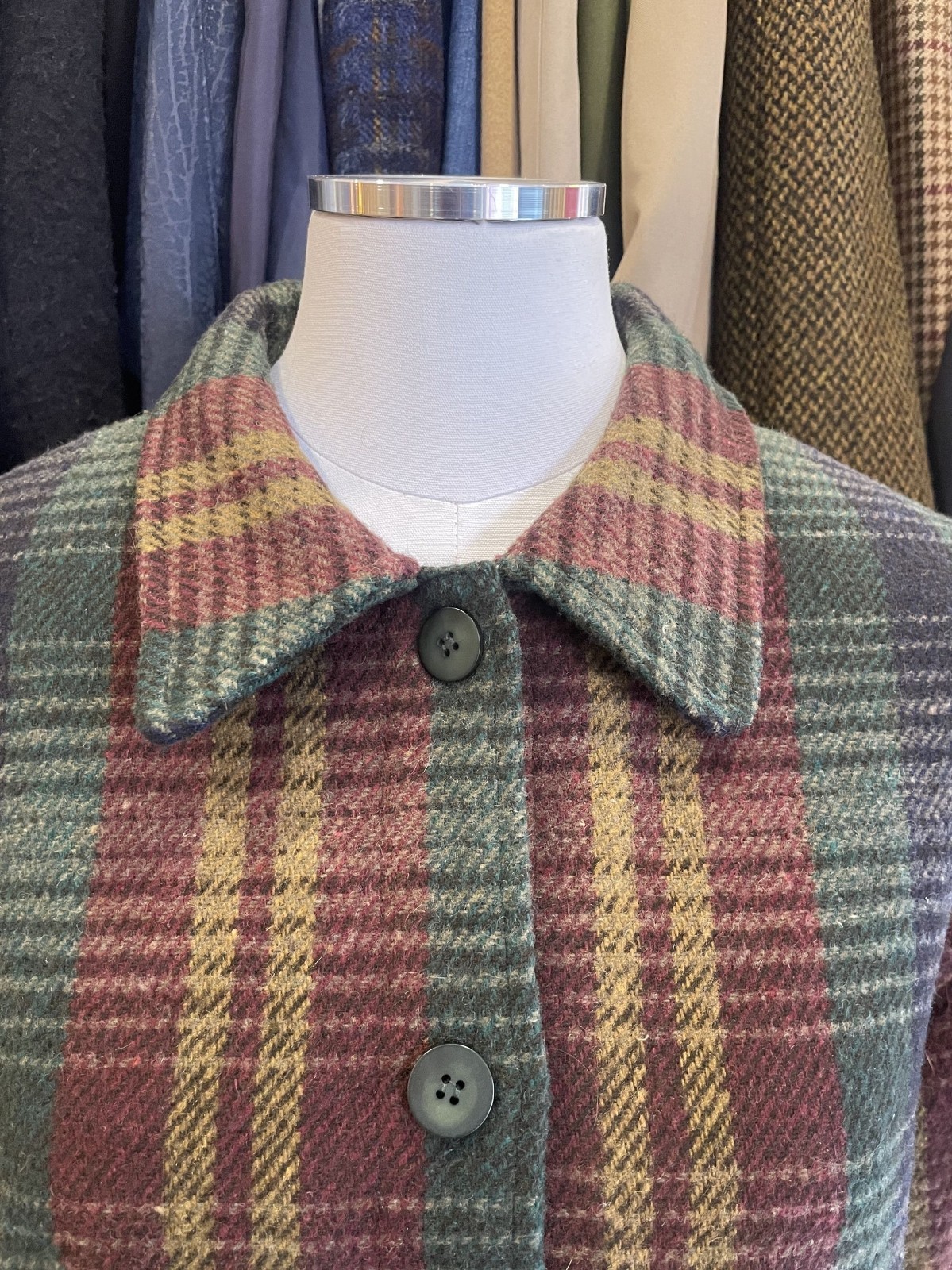 Vintage 80s Plaid Wool Cropped Fringe Jacket