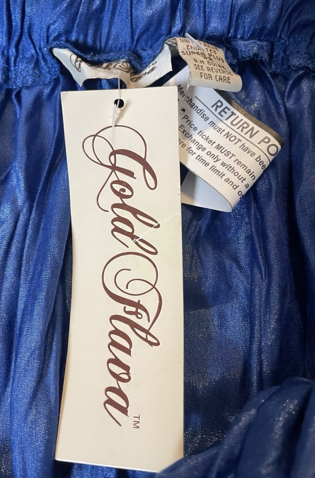 Vintage 70s Palazzo Pants Super Plus Womans 32 Blue Crinkly Wide Leg Blue Party