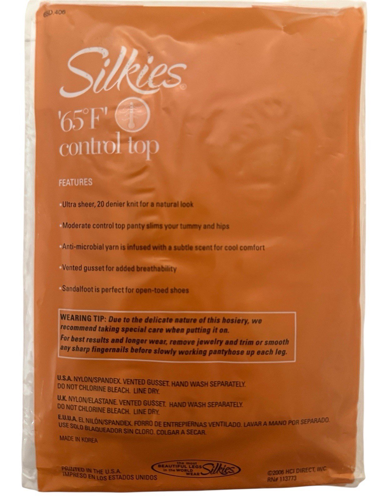 SILKIES Pantyhose 65° F’ Pair of Control Top Size Medium Nude New In Package