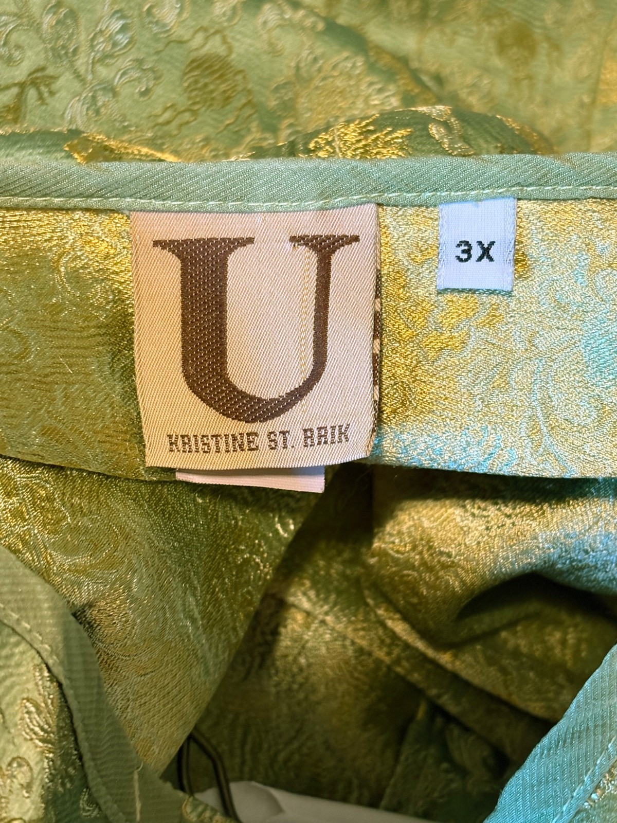 Vintage U Kristine St RRik Silk/ Rayon Jacquard Tunic 3XL