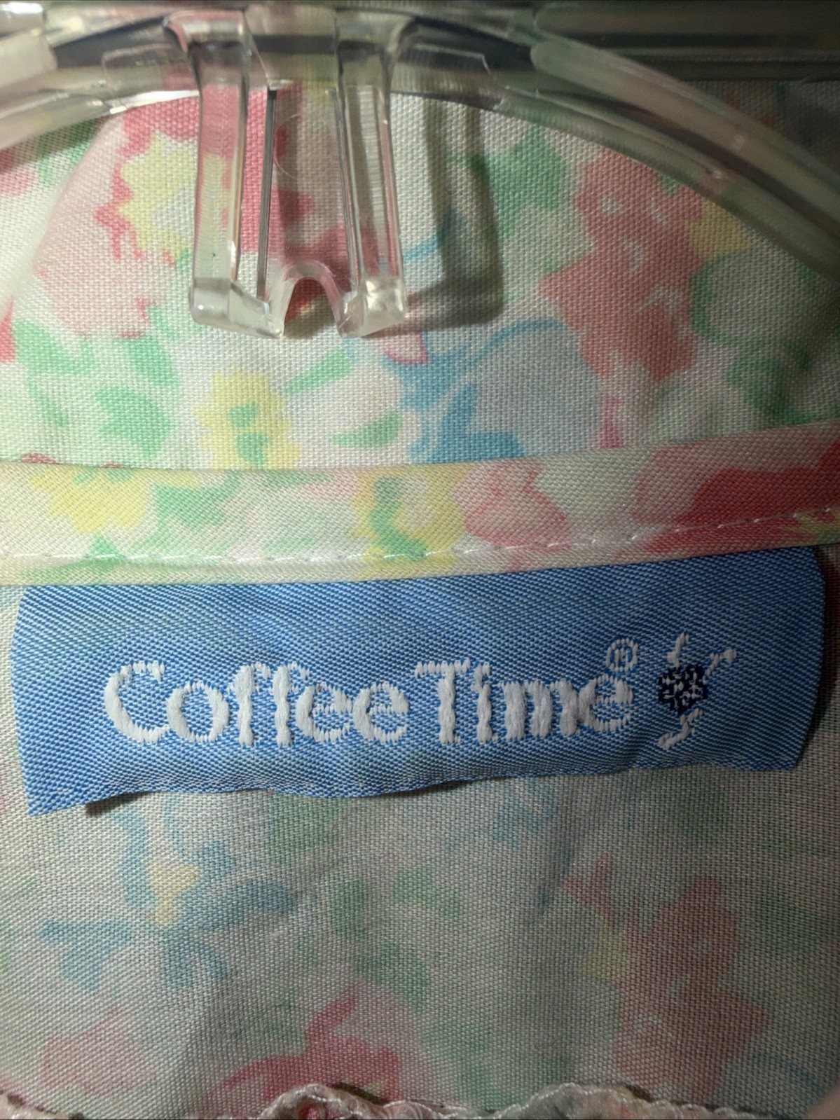 Vintage Coffee Time Floral House Dress Muumuu Cottagecore Snap Front Pastel