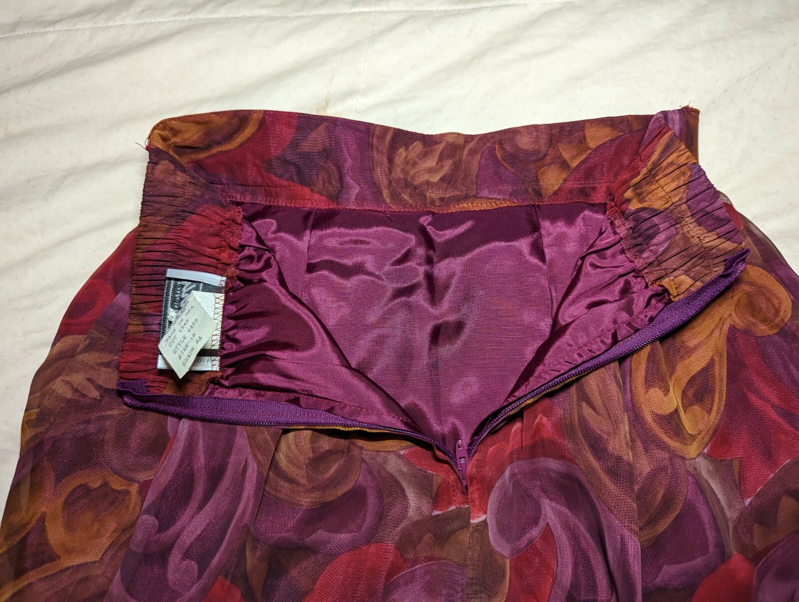 CITY GIRL Skirt Blouse Set Womens Sz 10 PAISLEY Burgundy Purple GORGEOUS VTG