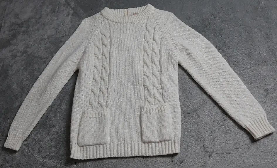 Vintage 1970s Full Fashion Pullover Sweater Womens Medium Cream Knit Long Sleeve