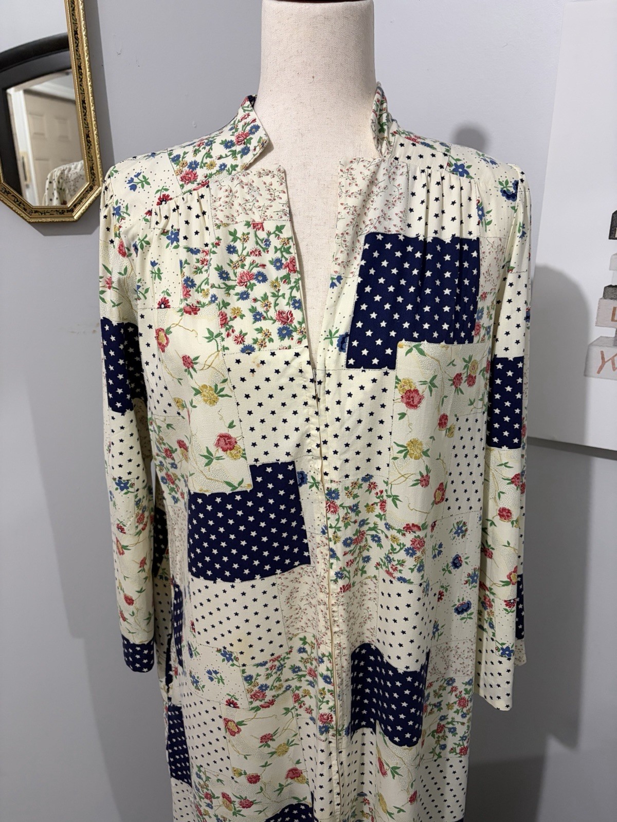 Vintage 1970s Loungewear by Gossard patchwork-print maxi dress/loungewear robe.
